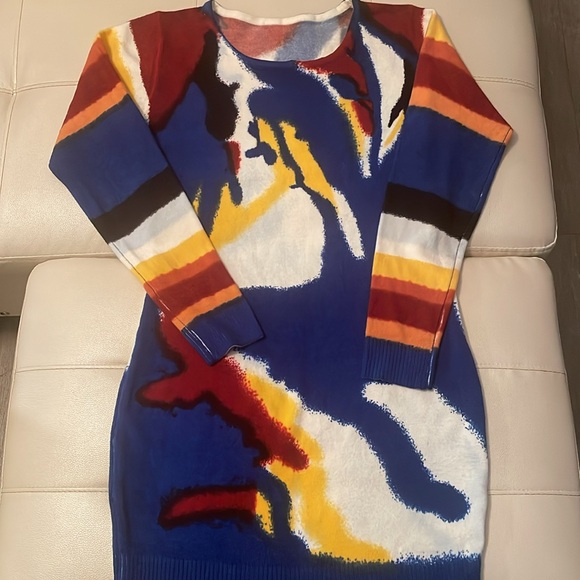 Unbranded Abstract Design Silk Blend Sweater Dress - size M fit to XL - Picture 10 of 12